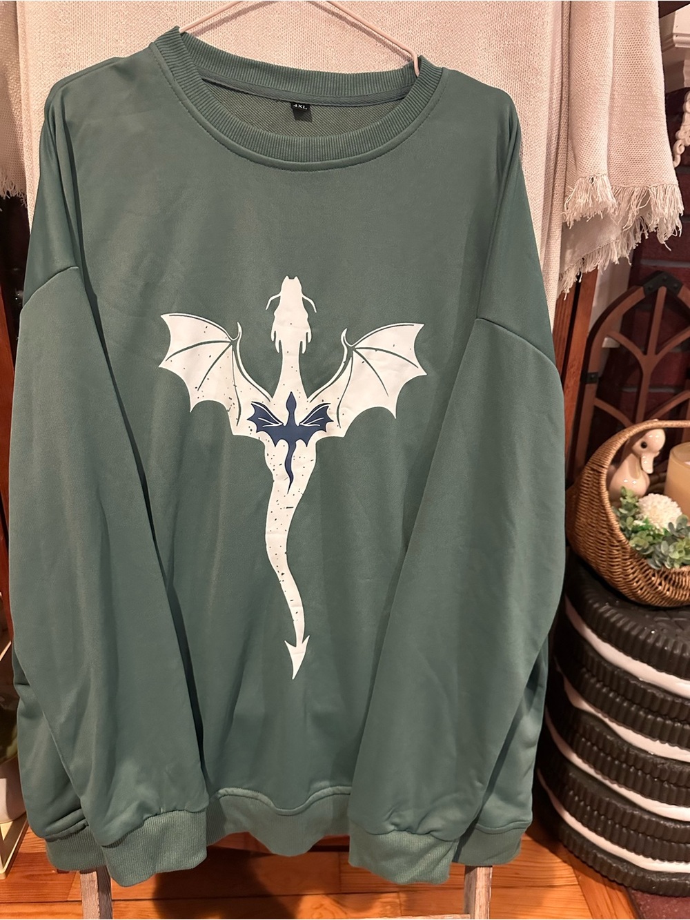 Fourth Wing Themed Green Oversized Sweatshirt